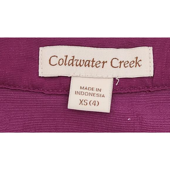 Coldwater Creek Purple Hidden Button Sleeveless Top XS Lightweight Pleated Soft - Picture 4 of 5